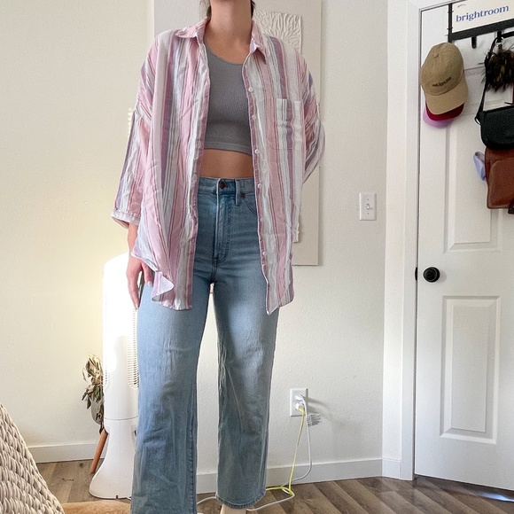 Anthro Pilcro & the Letterpress High Low Striped Flannel M/L - Picture 1 of 9